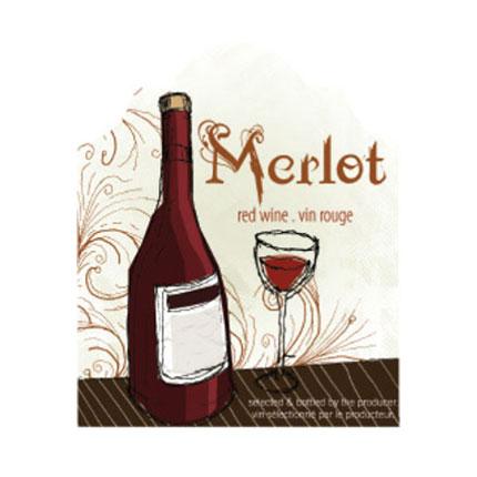 Labels - Merlot Bottle & Glass (BN300)