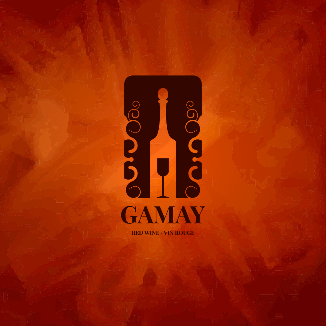 Labels - Gamay Wine Glass in Bottle Abstract (RL500)